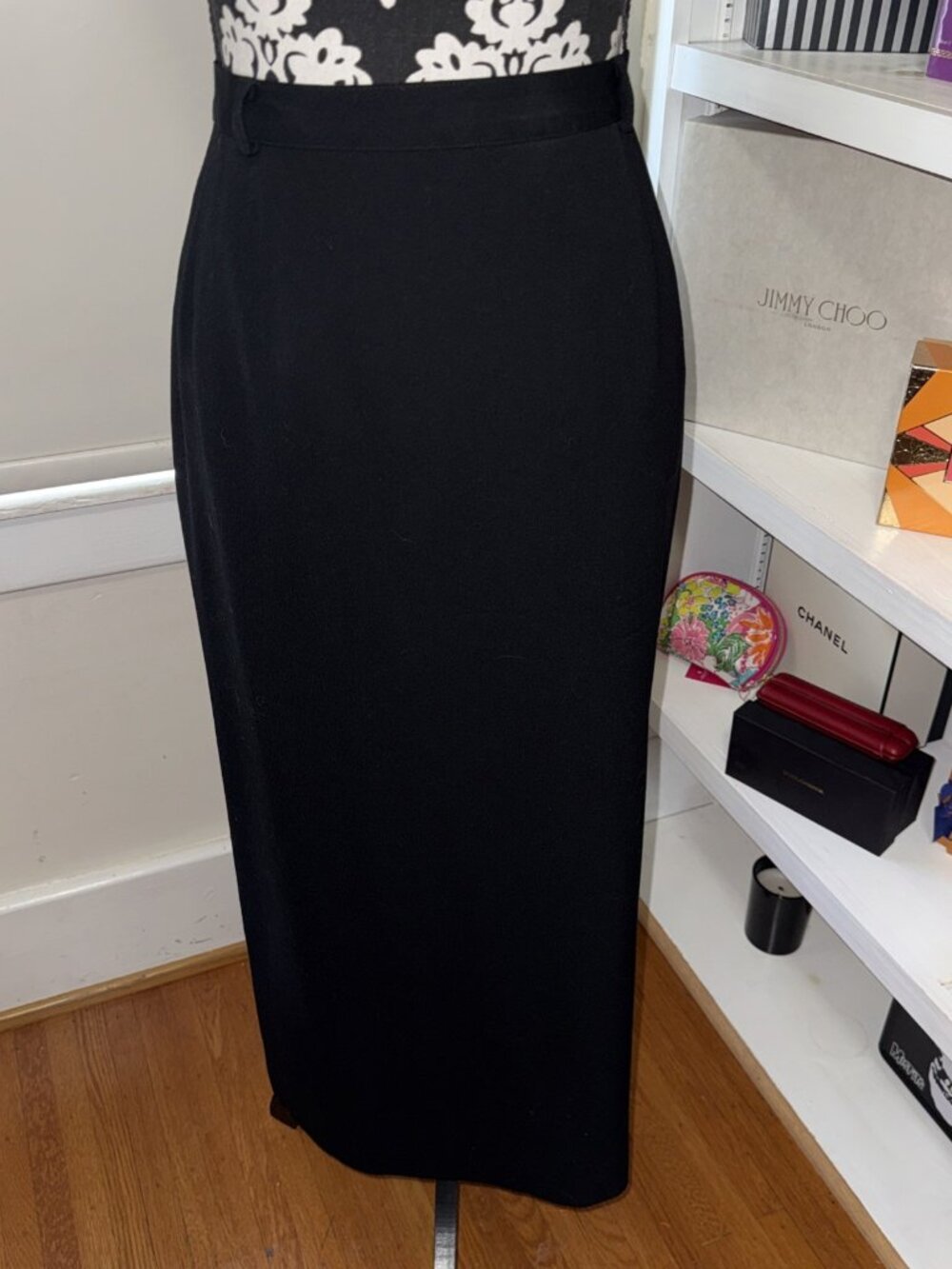 VTG Austin Reed Women’s 16 Black 100% Worsted Wool Pencil Skirt Lined Pleated